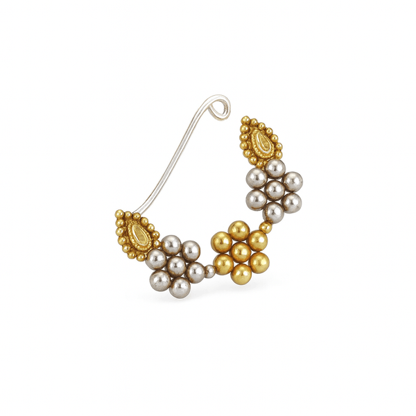 Swarna Rajat Kudi Nath Dual-Tone (Medium) silver and gold-tone Nath for ethnic wear