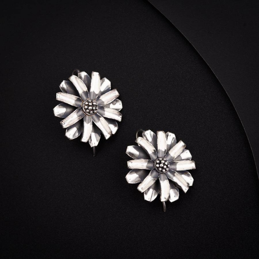 Silver Soorajmukhi (Flower Motif) Earrings