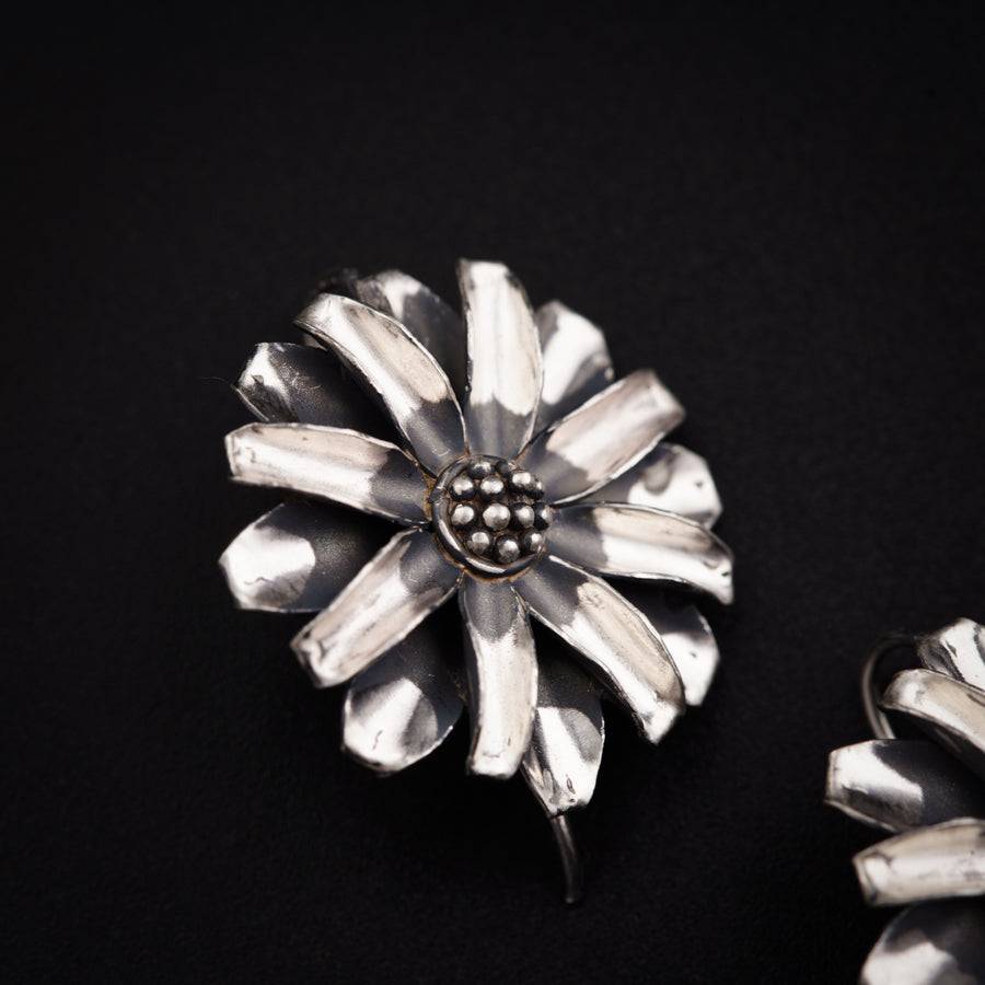 Silver Soorajmukhi (Flower Motif) Earrings