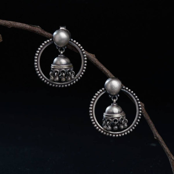Rawa Hoop Dome Jhumki in Silver
