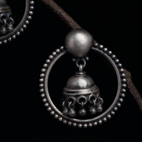 Rawa Hoop Dome Jhumki in Silver