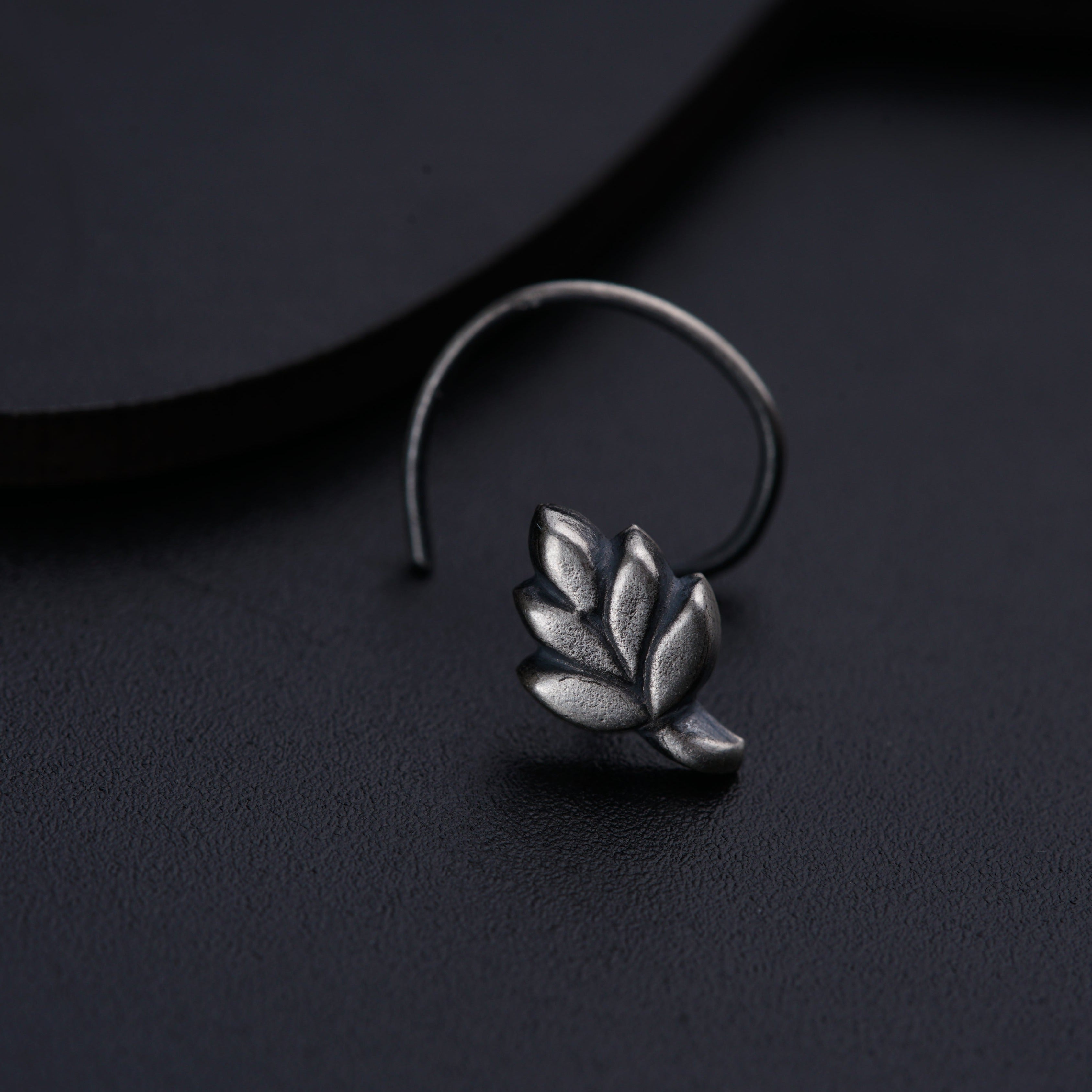 House of Aadyaa Silver Leaf Nose pin (Pierced)