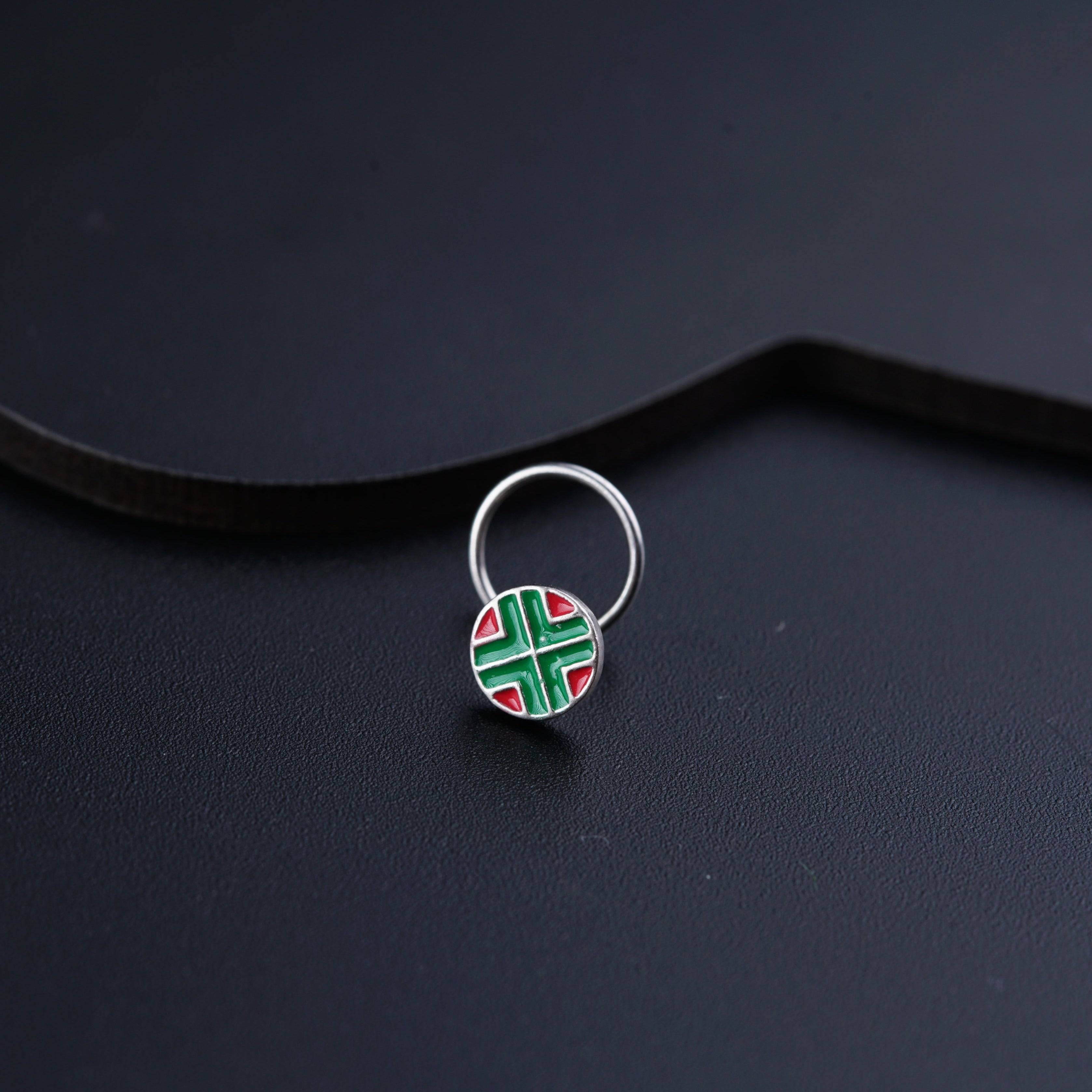 Enamel Red Green Round Nosepin