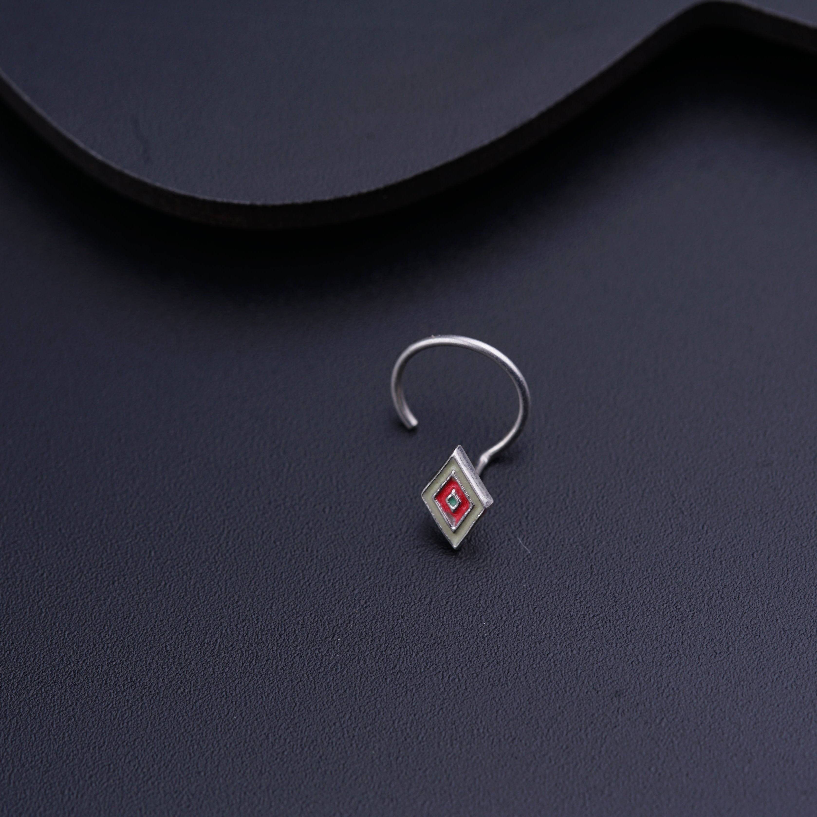 Diamond Nose pin (Pierced) - Grey , Pink , Blue