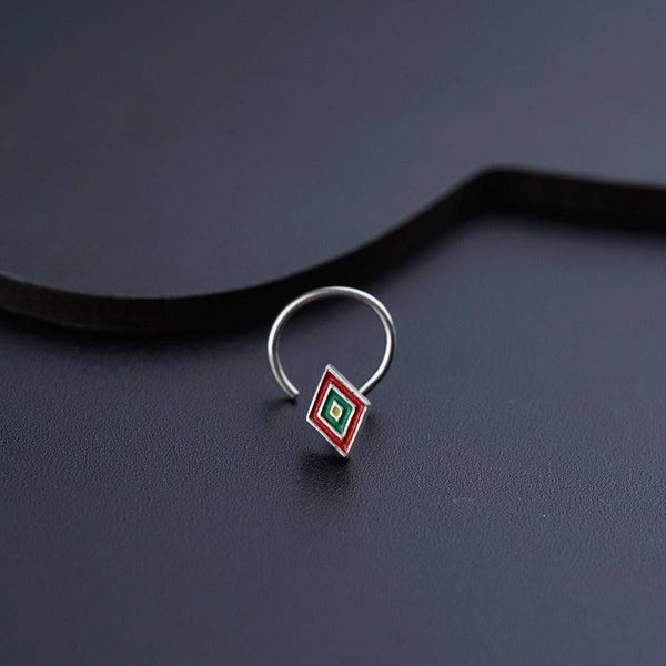 Diamond Nosepin ( Pierced ) - Red , green , yellow