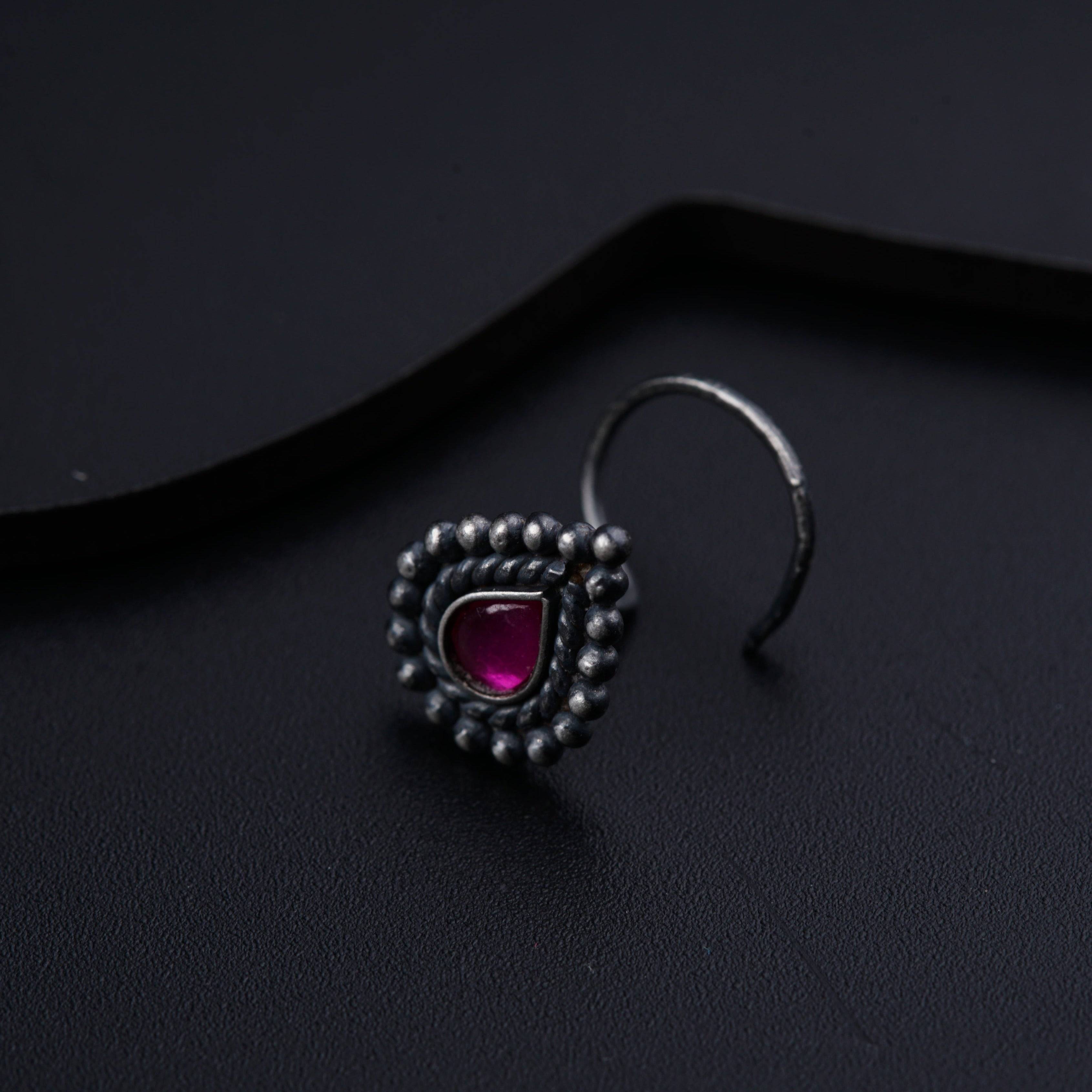 Minimal pink stone nose pin design