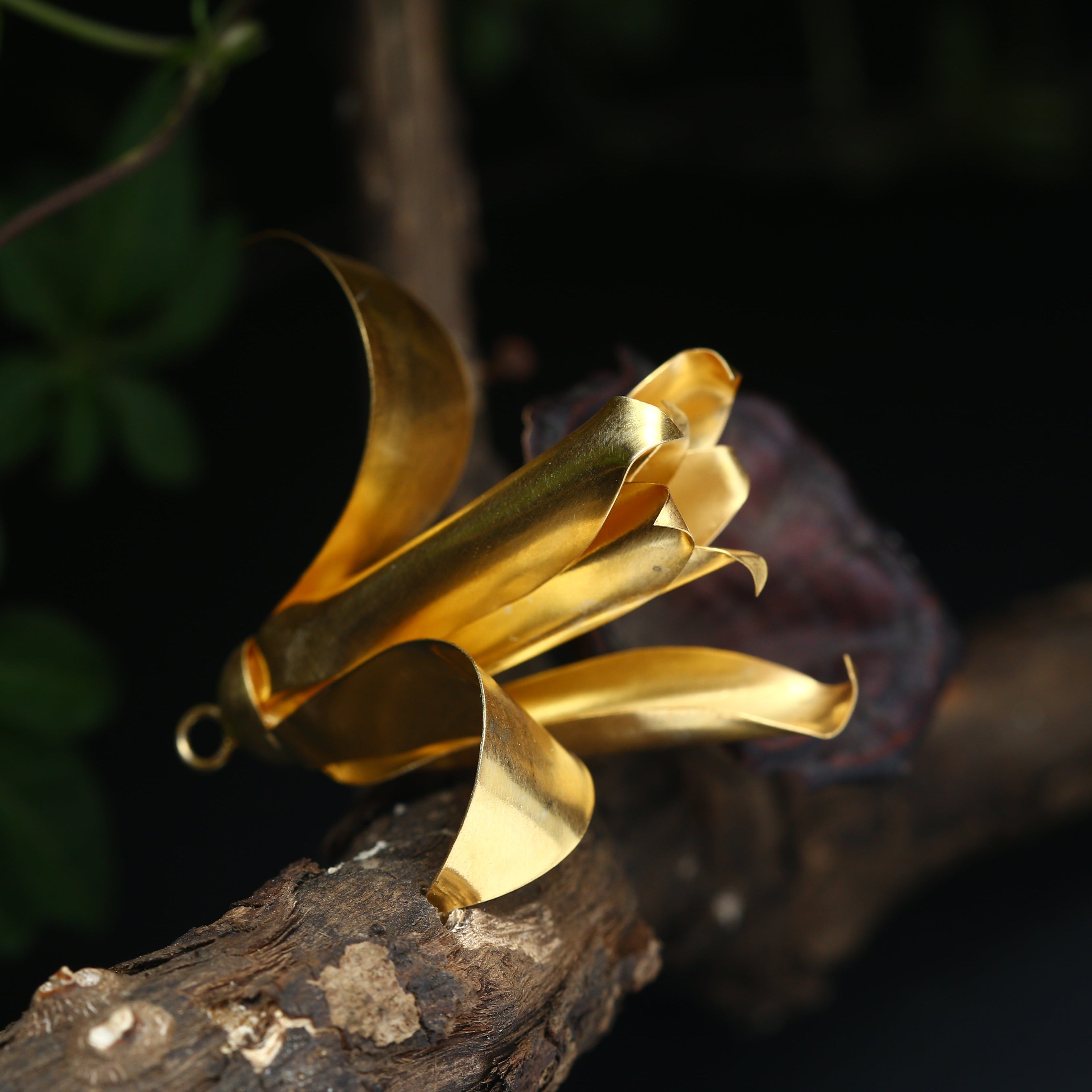 a close up of a metal object on a tree branch