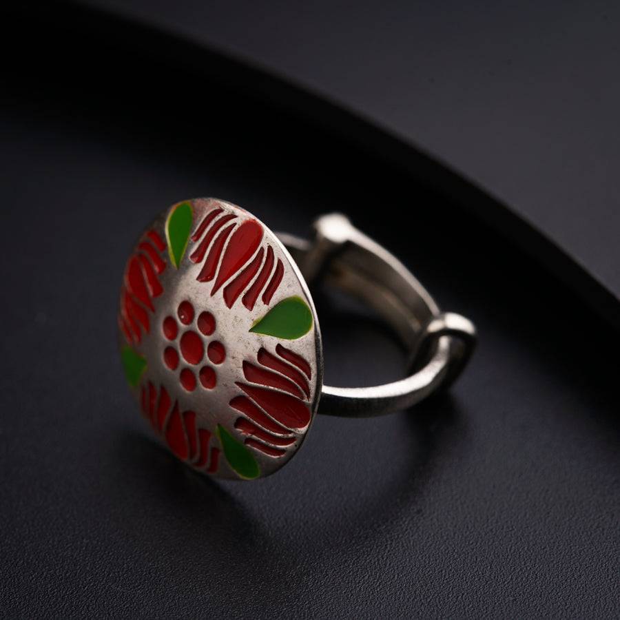 a close up of a ring on a table