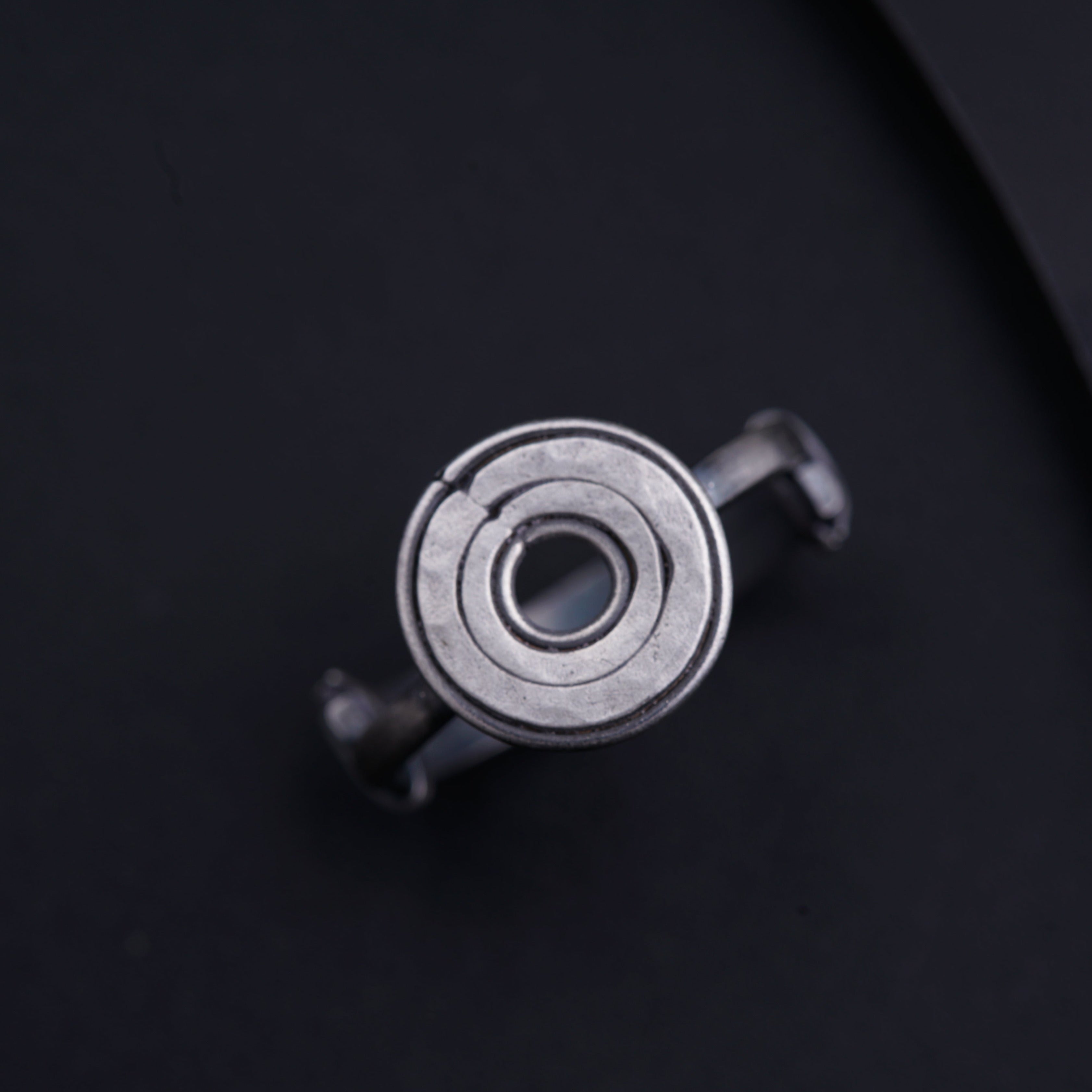 Hammered Silver Round Shaped Ring