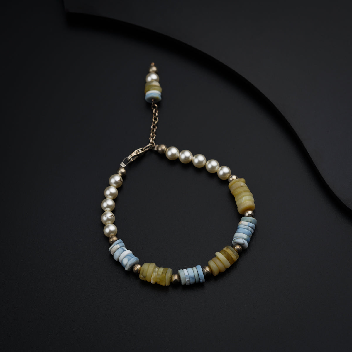 Silver Bracelet with Yellow & Blue Opal