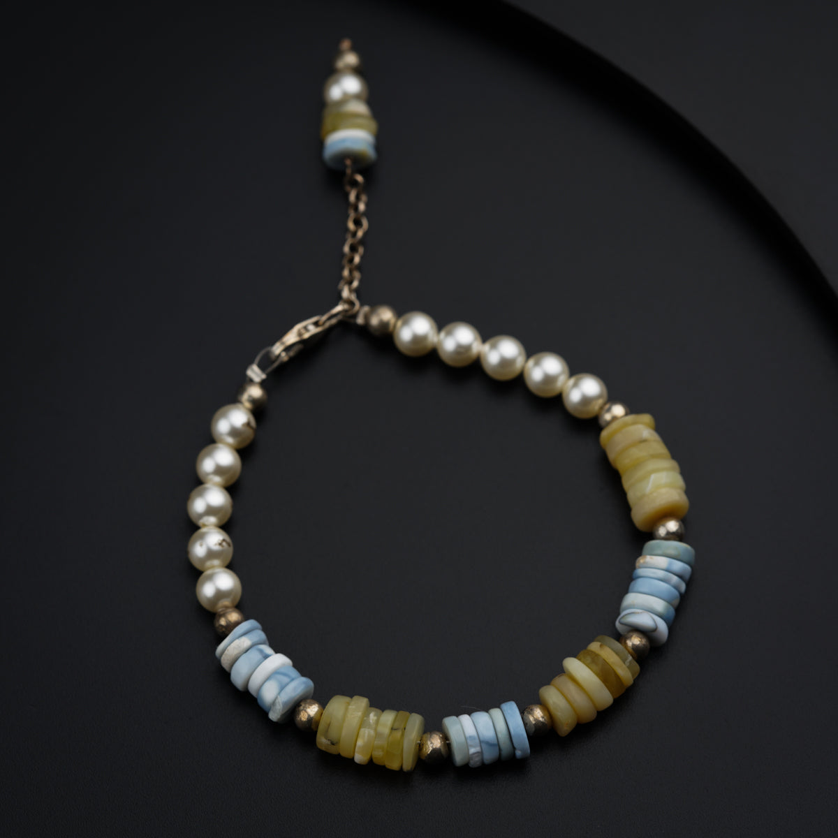 Silver Bracelet with Yellow & Blue Opal