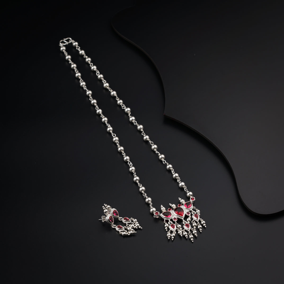 Classic Silver Tanmani : Pink Stone