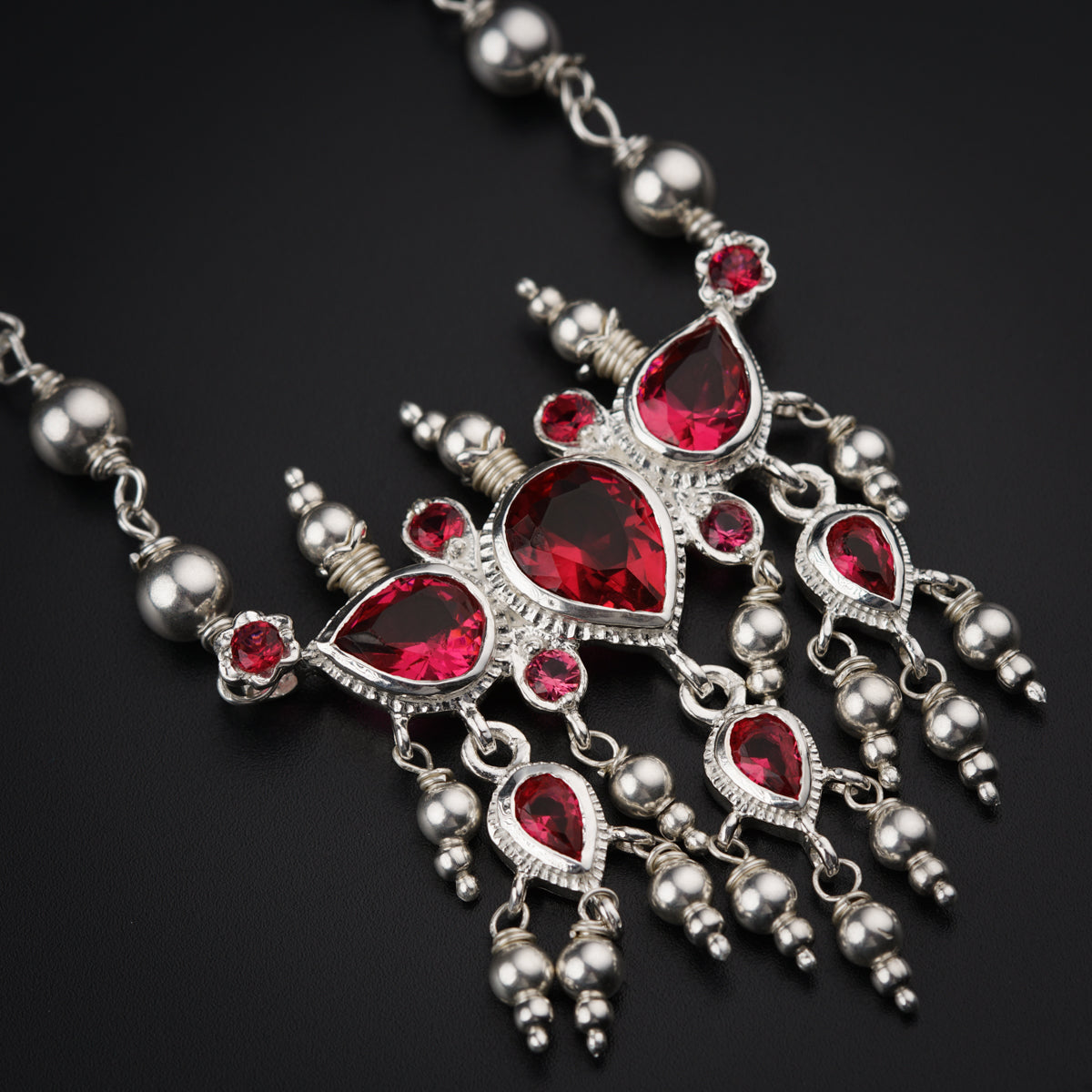 Classic Silver Tanmani : Pink Stone