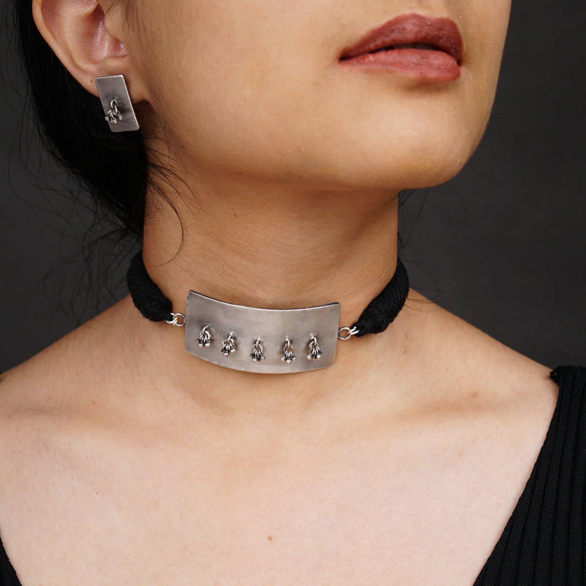Silver Choker Ghungroo Set