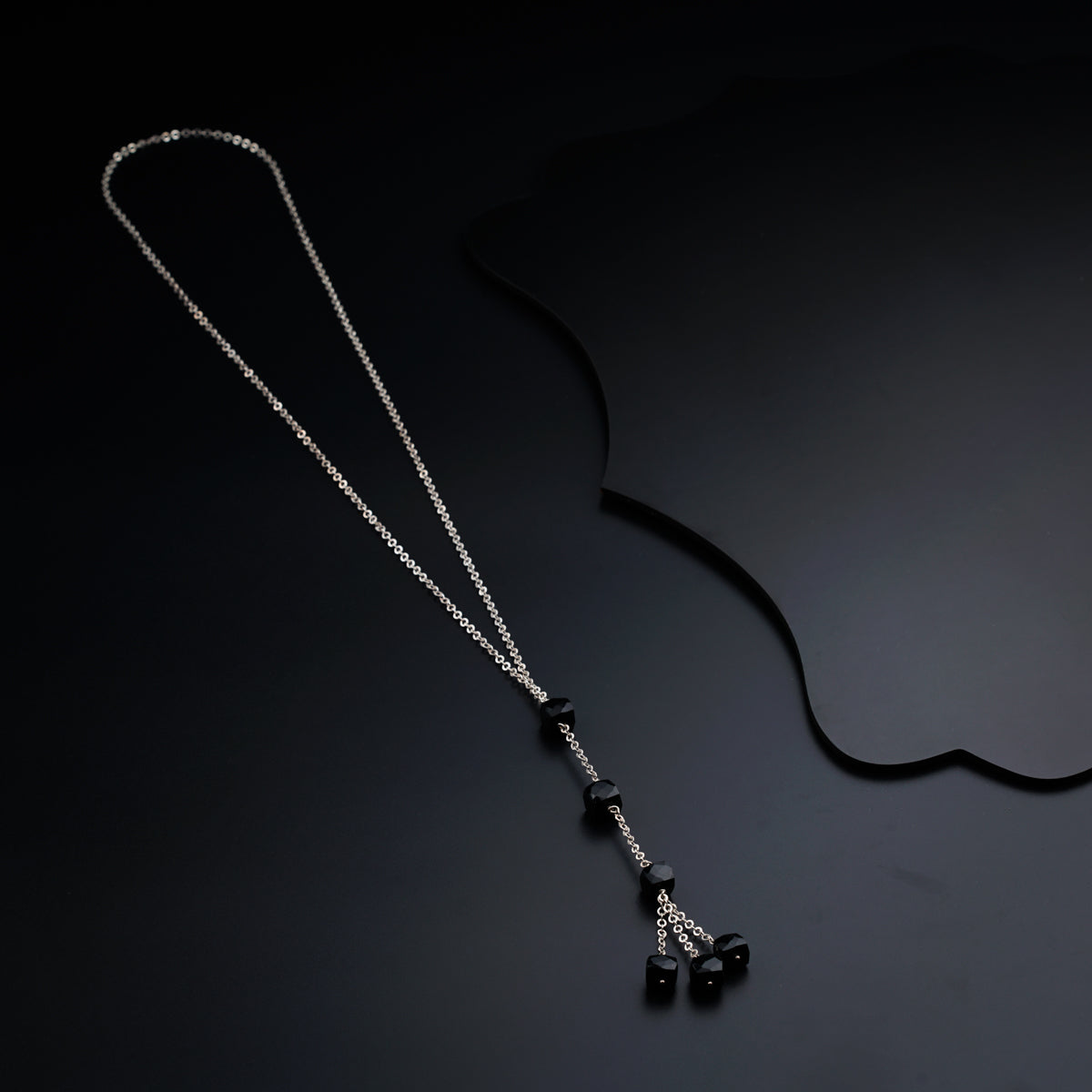 Silver long chain with semi precious stones