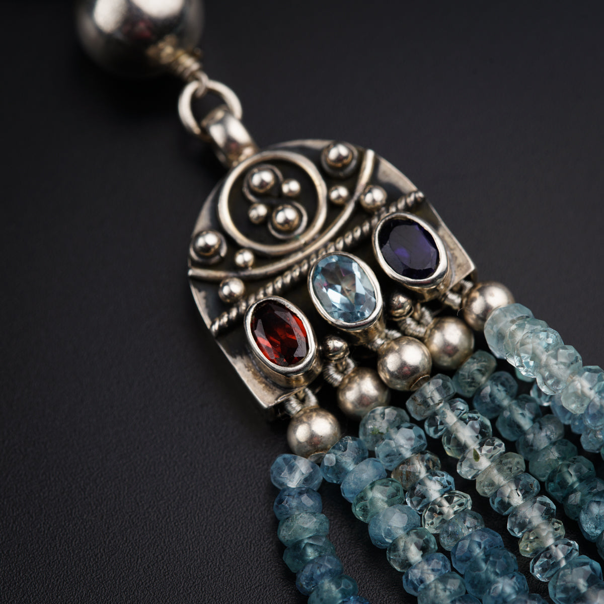 Multi-layer Necklace , Aquamarine