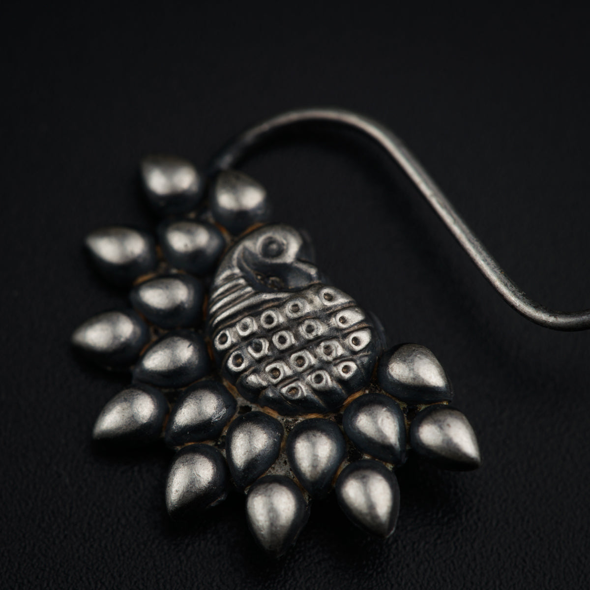 Silver Peacock Paisley Nath- Right pierced