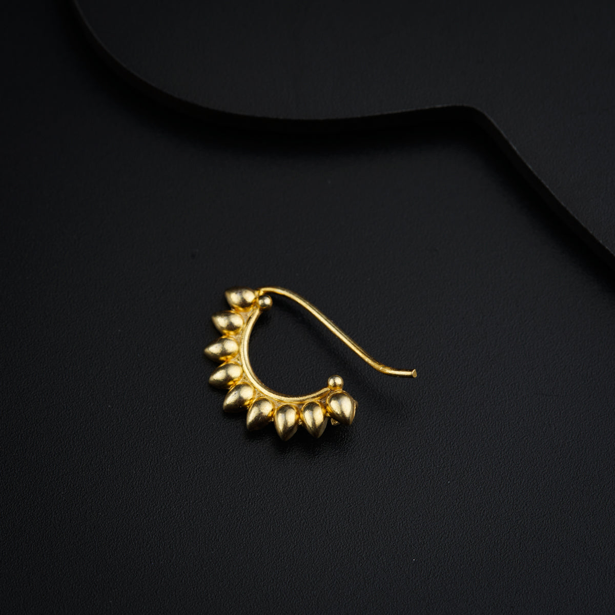 Silver Drop Motif Nath- Gold Plated, Right Pierced