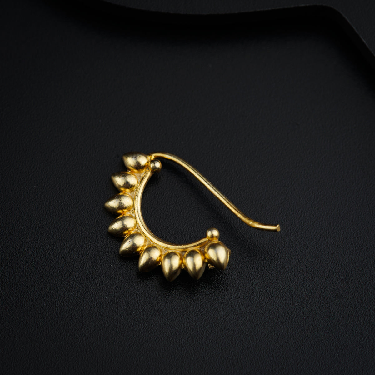 Silver Drop Motif Nath- Gold Plated, Right Pierced