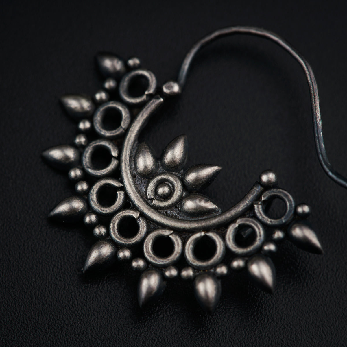 Silver drop motif nath- Right Pierced
