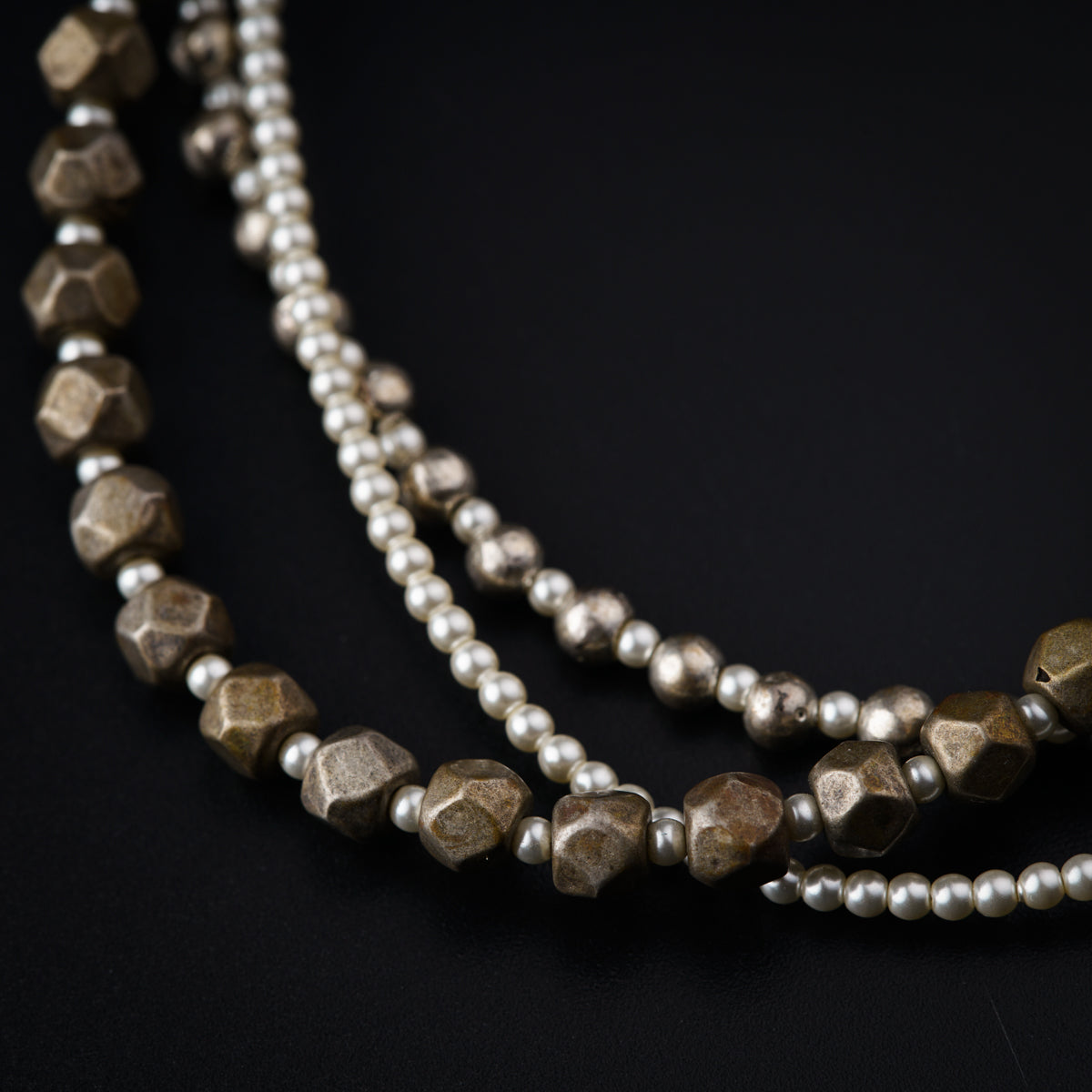 3 layered bracelet with silver and pearls