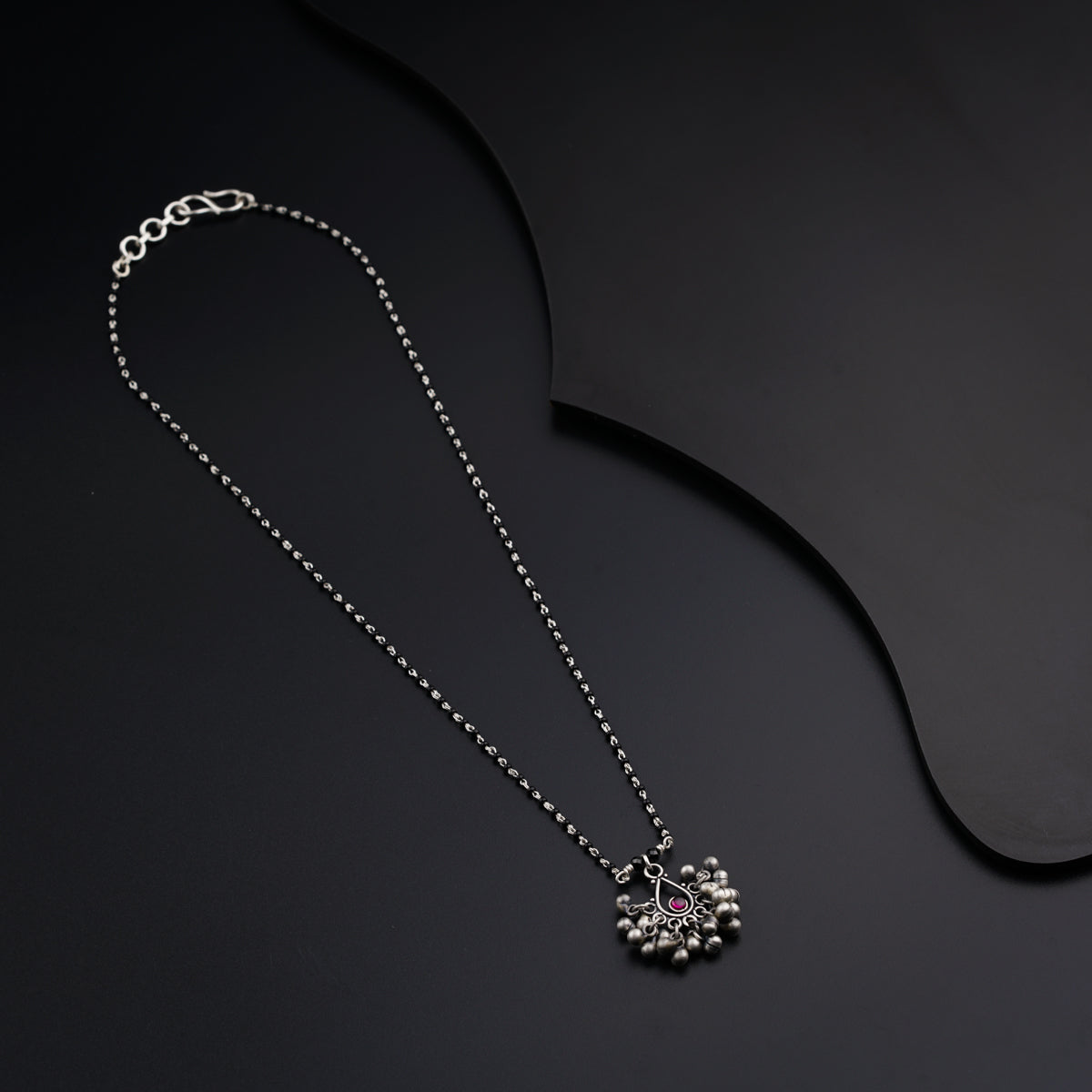 Handmade Silver ghungroo motif mangalsutra