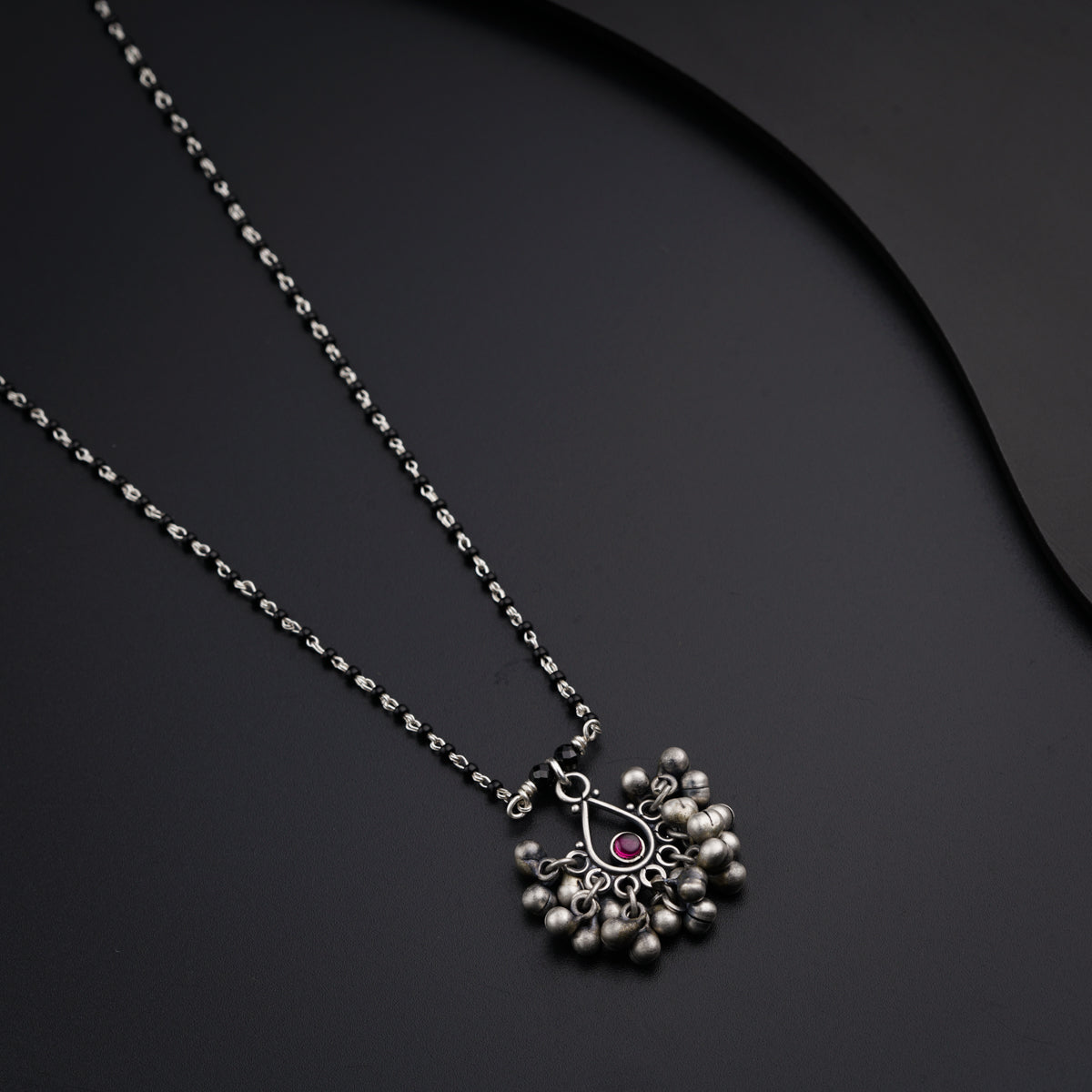 Handmade Silver ghungroo motif mangalsutra