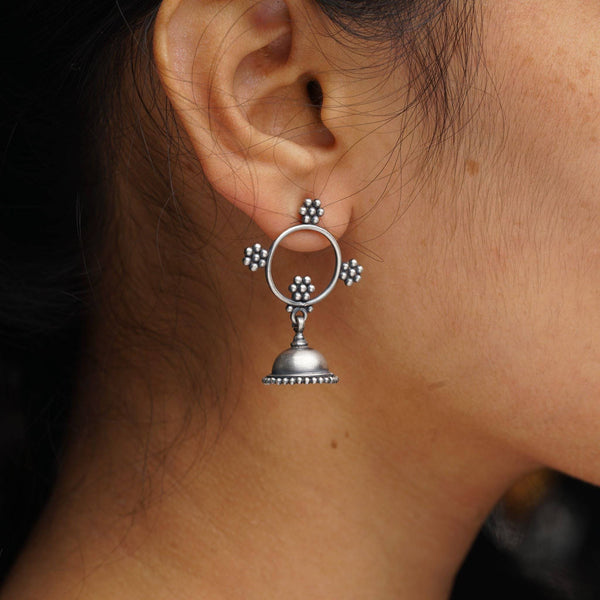 Silver Kudi Hoop Jhumki - Small size