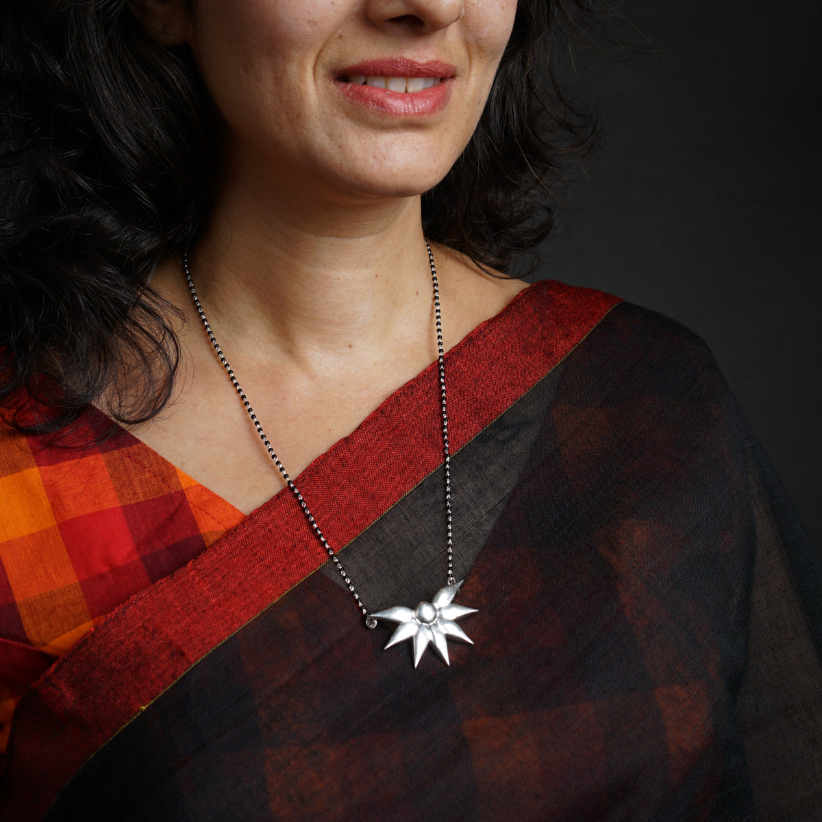 Silver Flower Mangalsutra