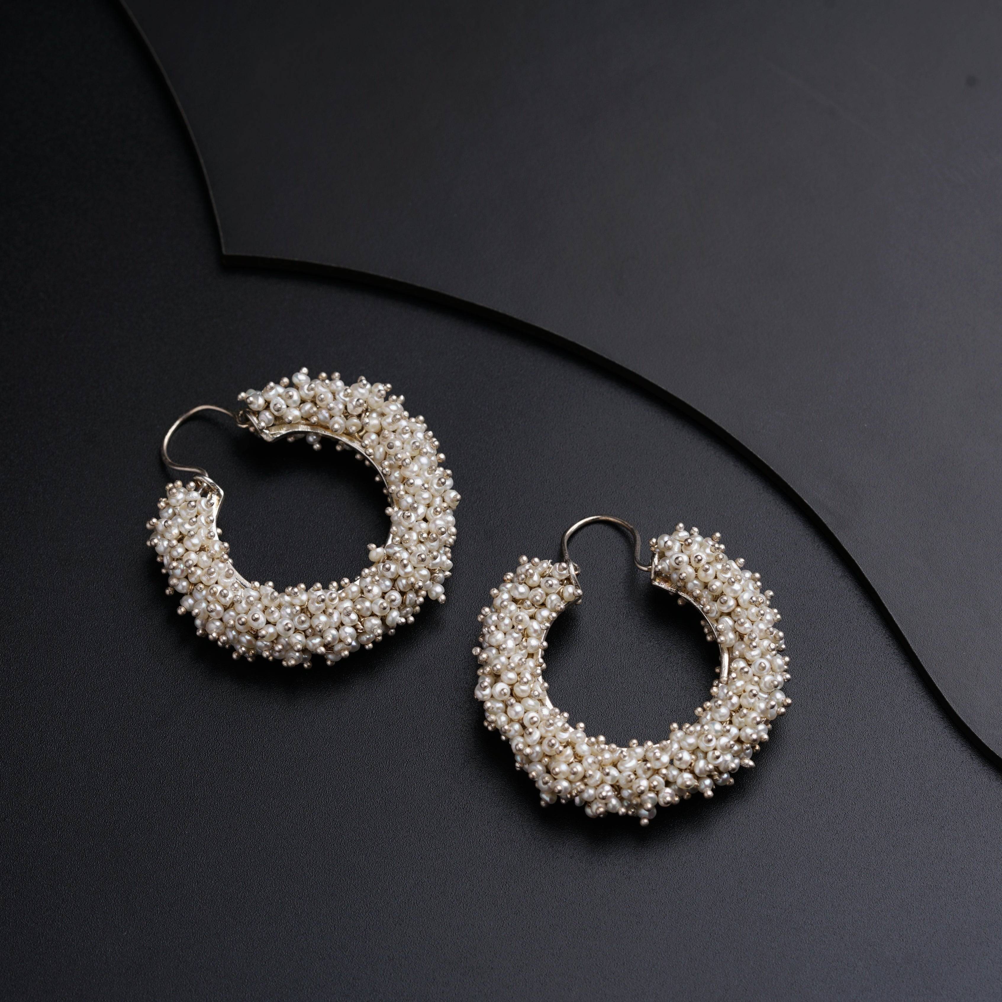 Motiwali Chandbali | 92.5 Silver earrings | Size : Medium