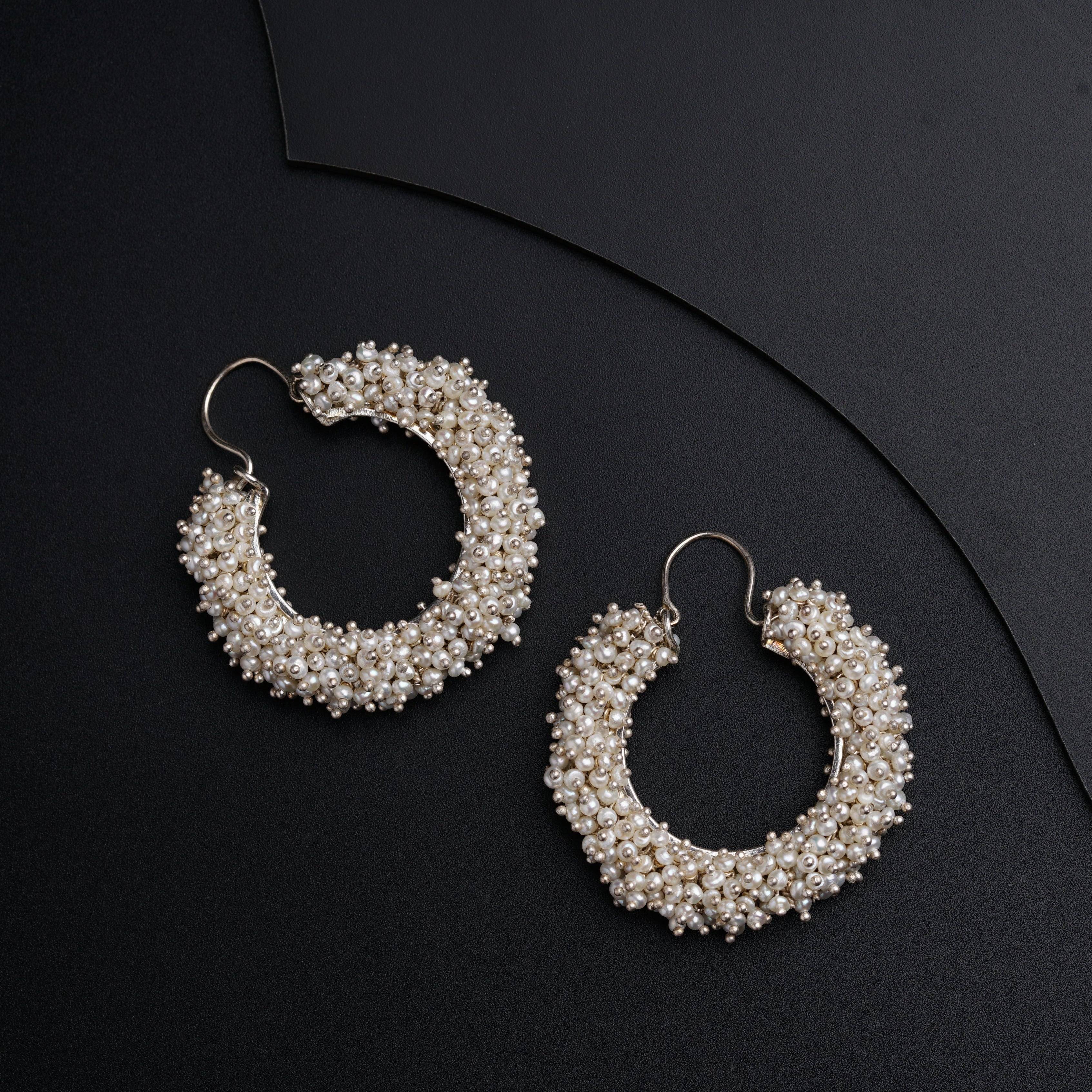 Motiwali Chandbali | 92.5 Silver earrings | Size : Medium