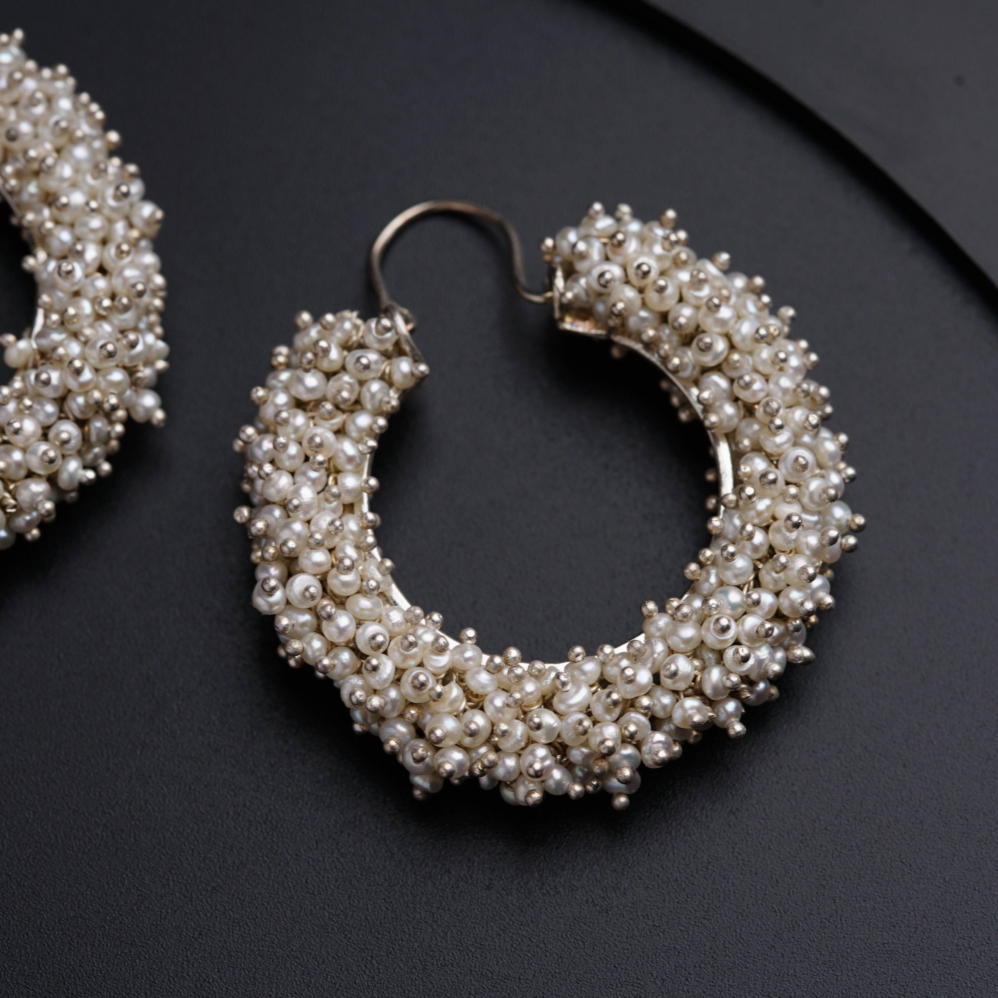 Motiwali Chandbali | 92.5 Silver earrings | Size : Medium