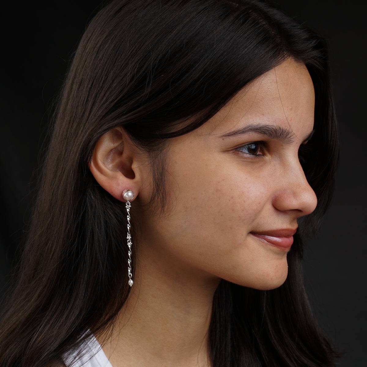 Twisties - Pearl Stud Danglers