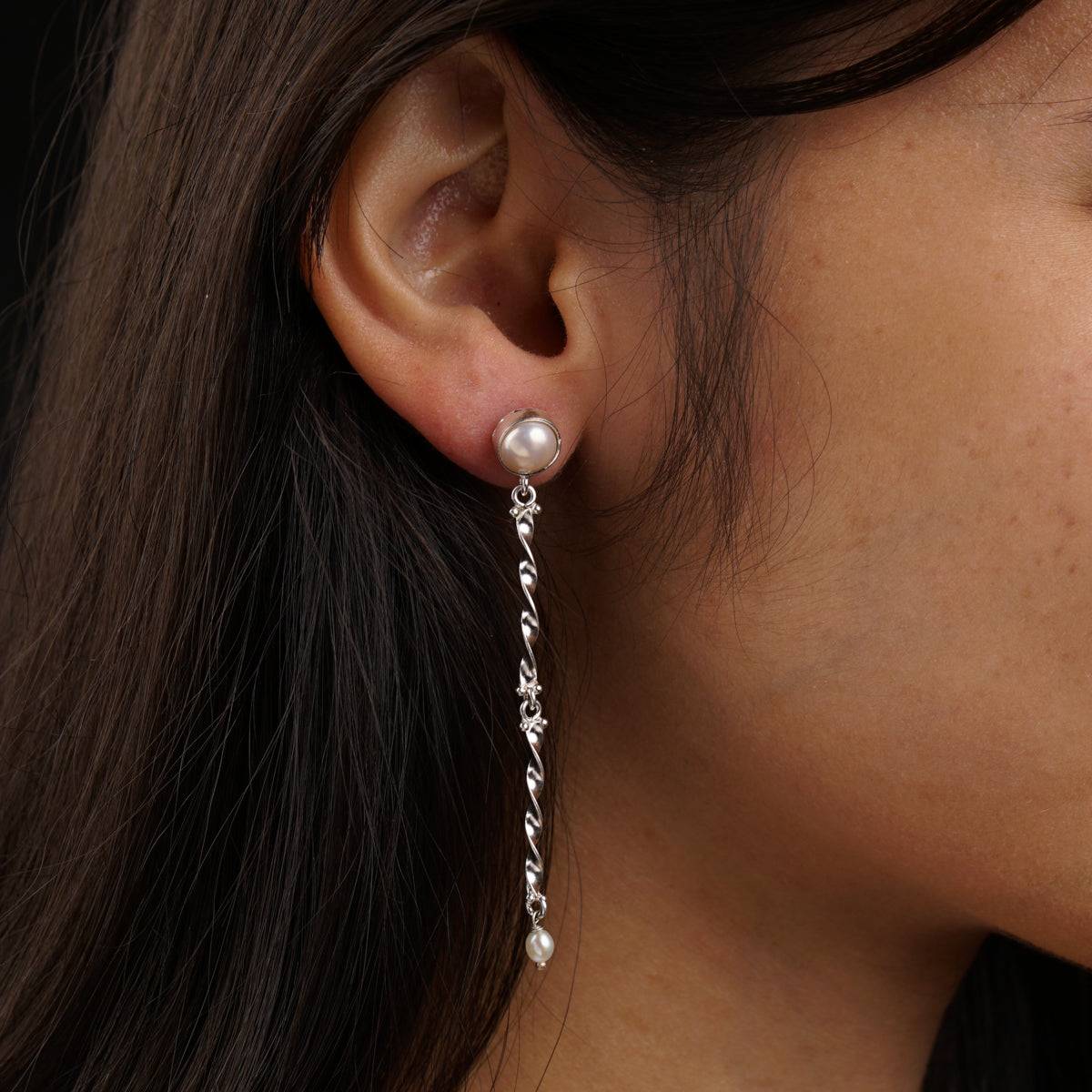 Twisties - Pearl Stud Danglers