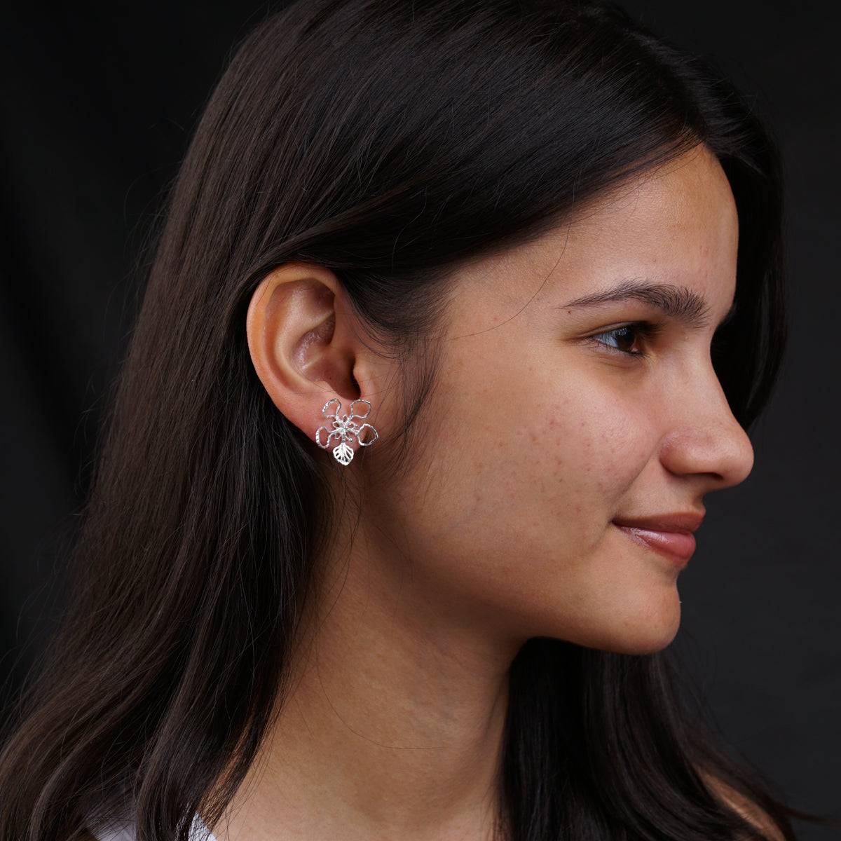 Sterling Silver Earrings - Gulmohar Flower