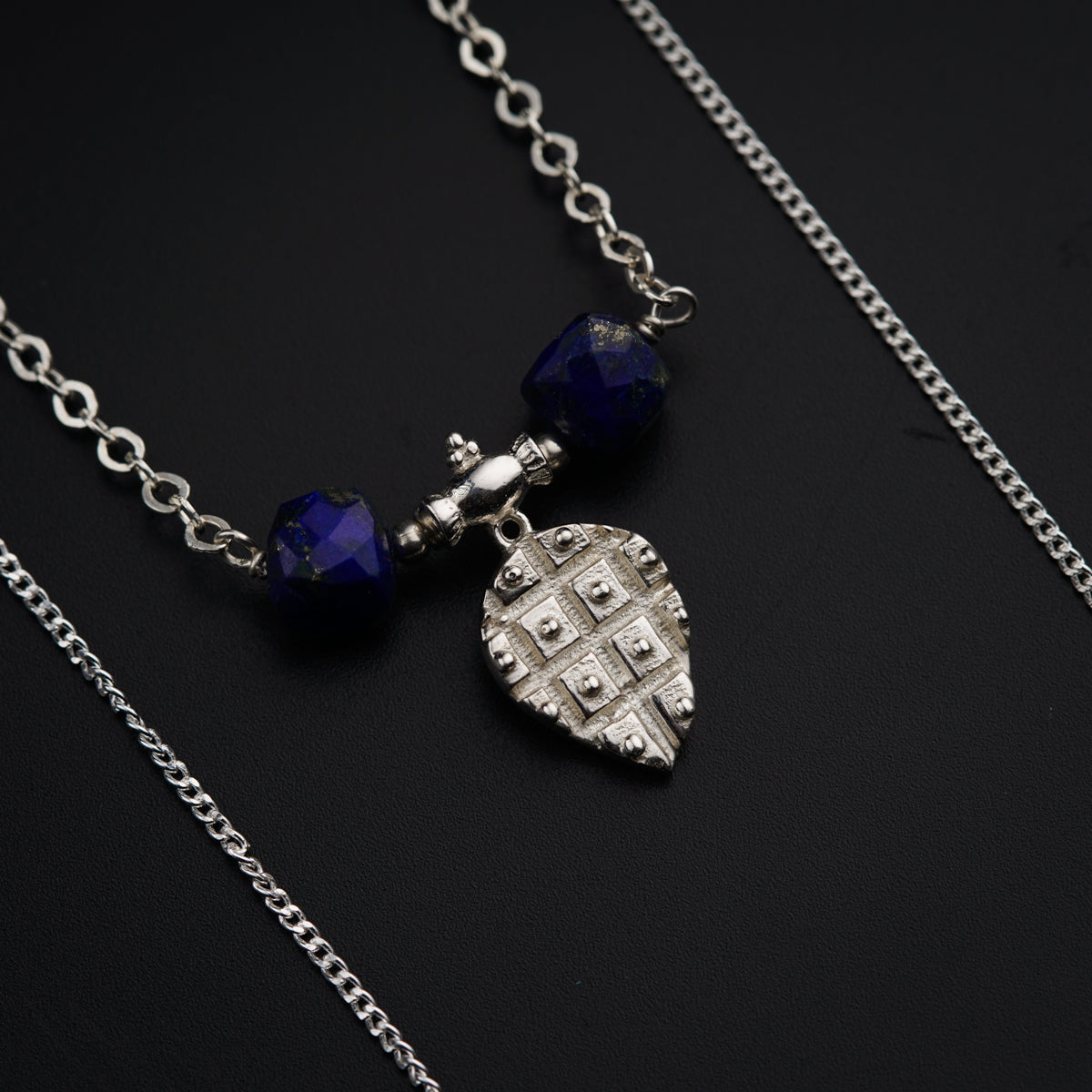 Classic Fusion Lapis and Saaj Motif Necklace