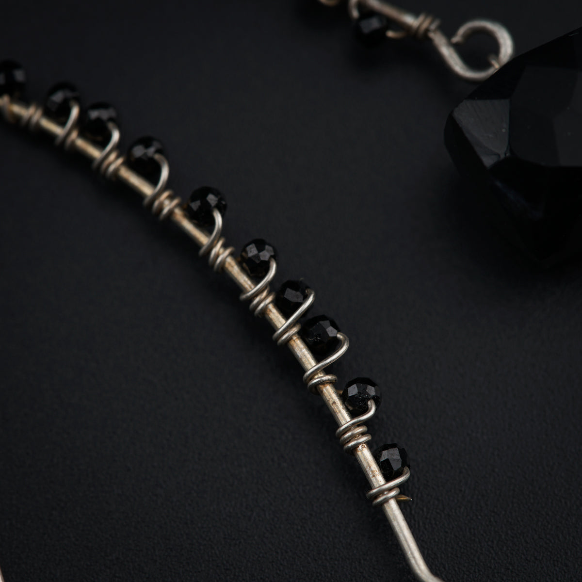 Silver Hand Made Earrings - Black Spinel