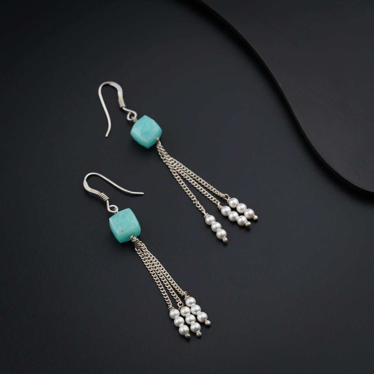 Silver Hand Made Earring - Amazonite