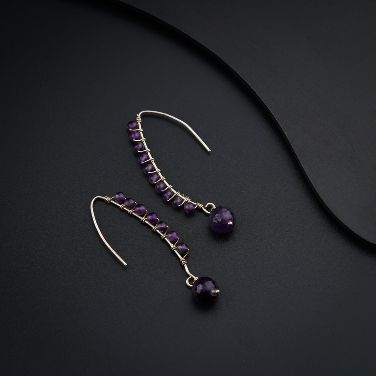 Silver Hand Made Earrings - Amethyst