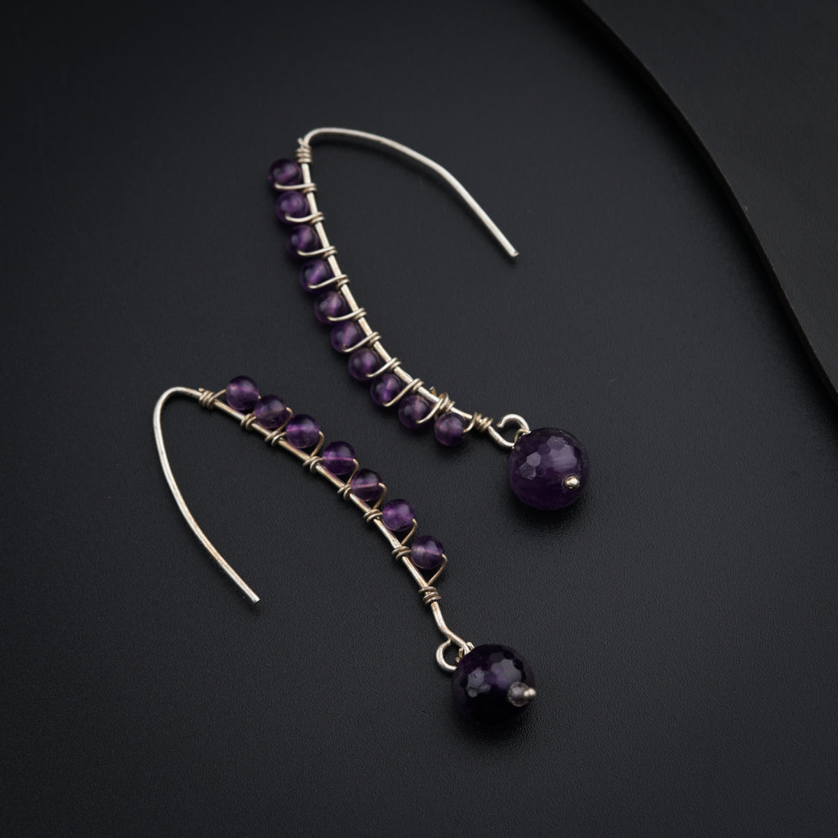 Silver Hand Made Earrings - Amethyst