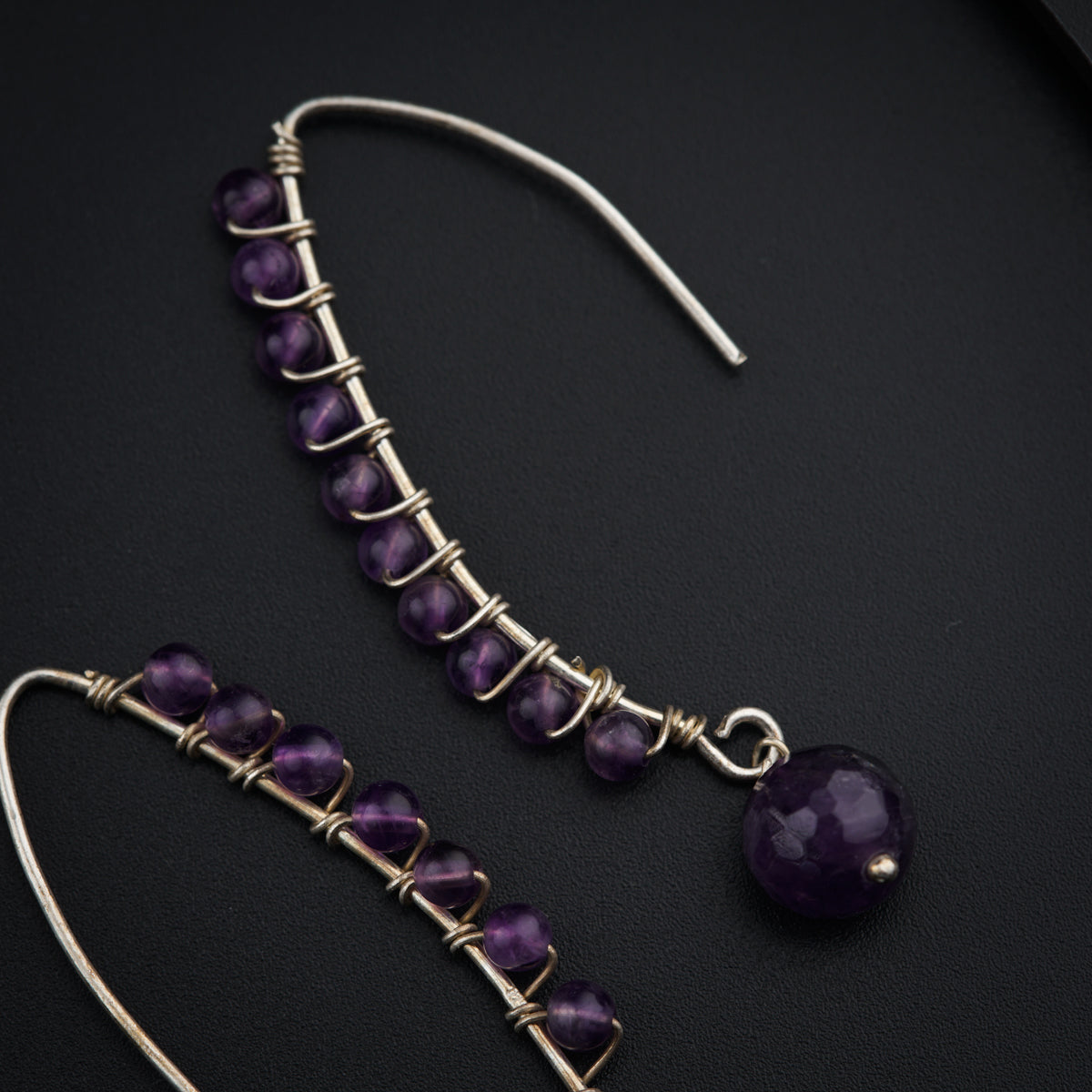 Silver Hand Made Earrings - Amethyst