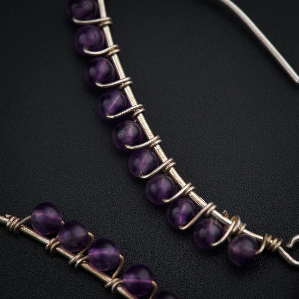 Silver Hand Made Earrings - Amethyst