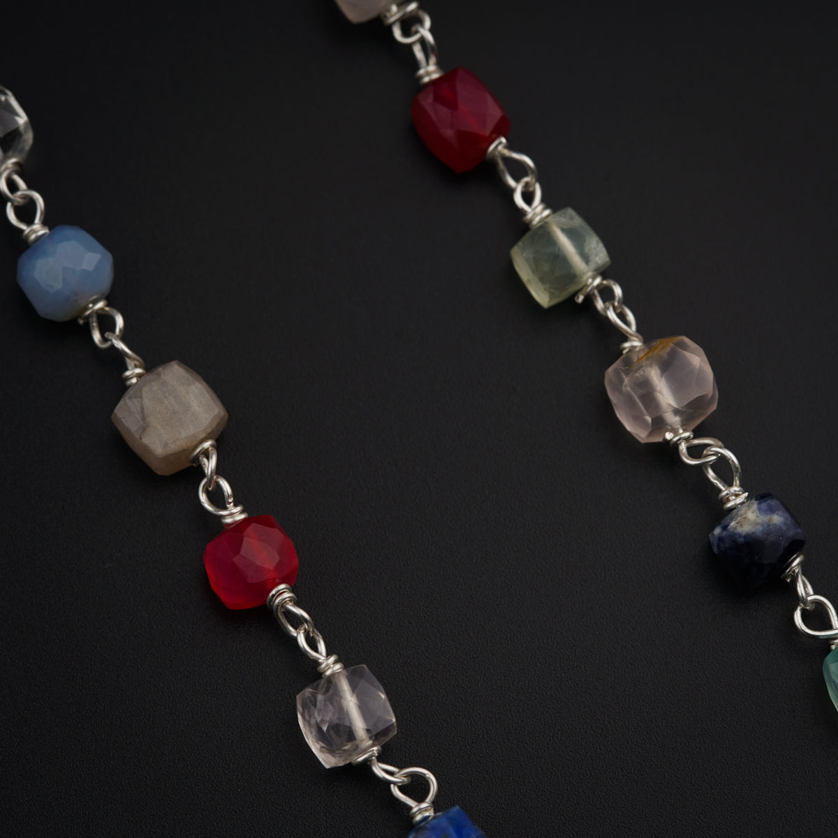 Flower Pendant Necklace with Semi Precious Stones