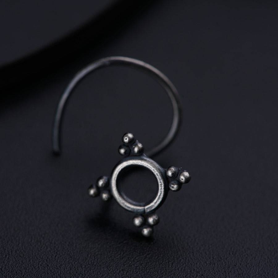 Handcrafted Nabha silver nose pin polished finish
