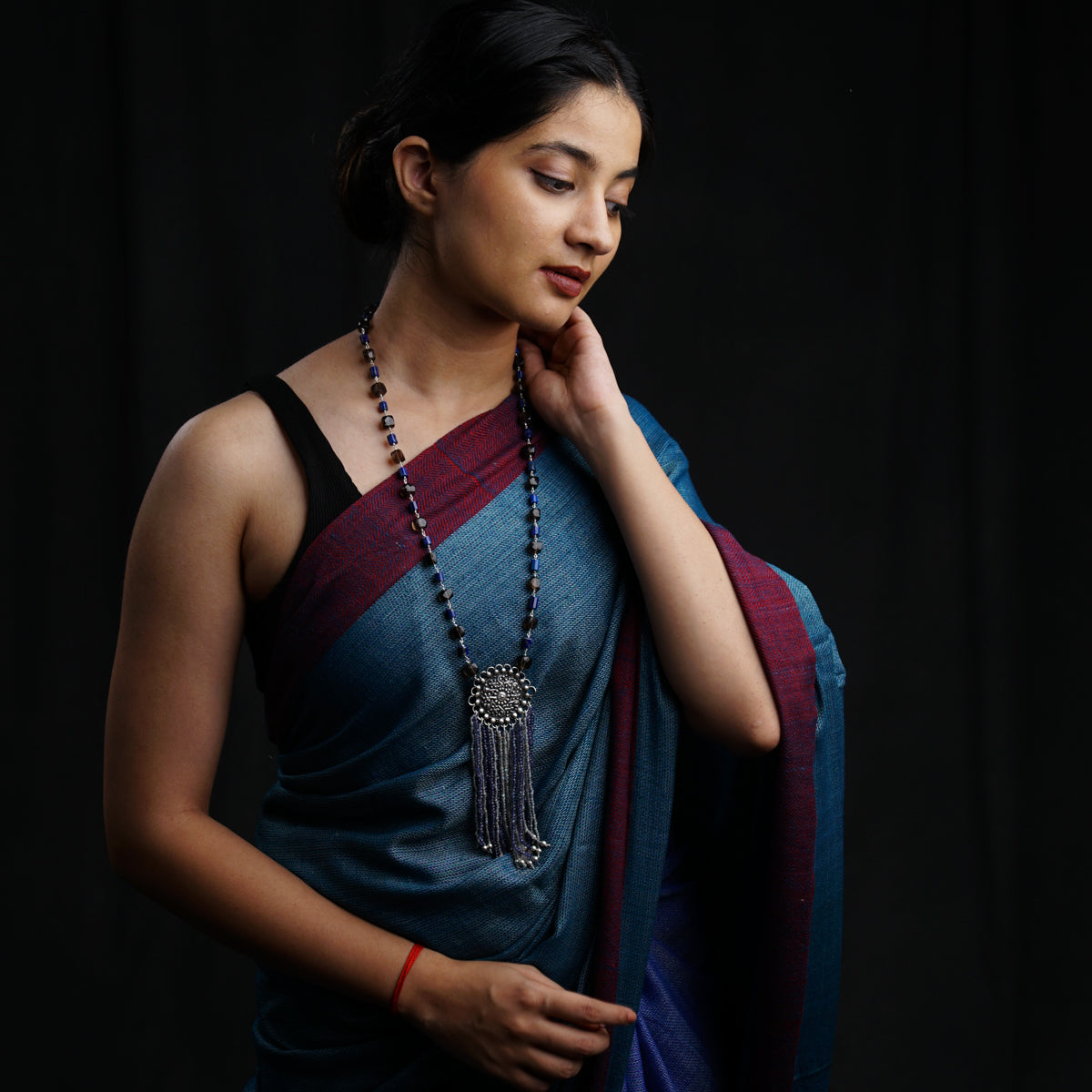 The Jharana Necklace - Lapis and Smokey Quartz