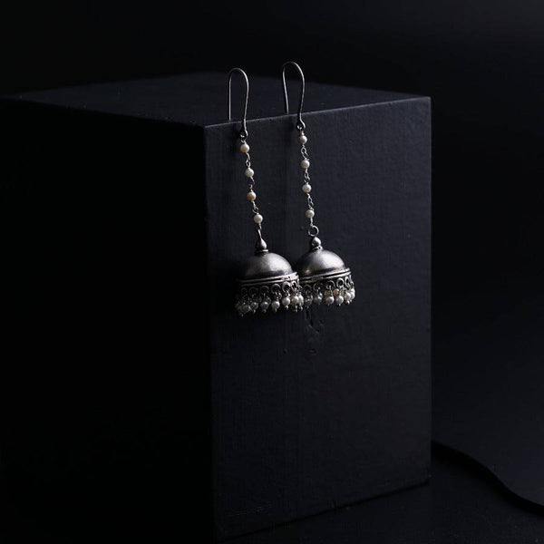 Long Pearl String Must Have Silver Jhumka