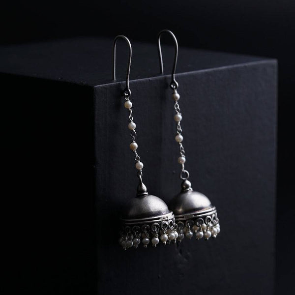 Long Pearl String Must Have Silver Jhumka