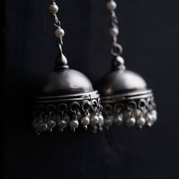 Long Pearl String Must Have Silver Jhumka