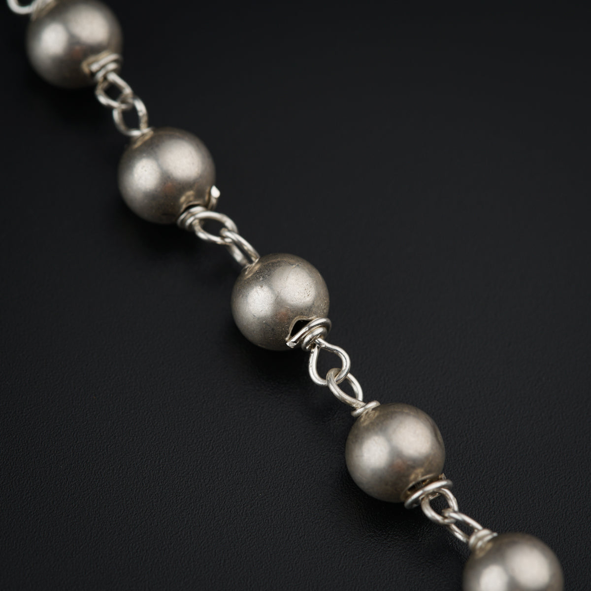 Silver Beads Necklace with Lapis