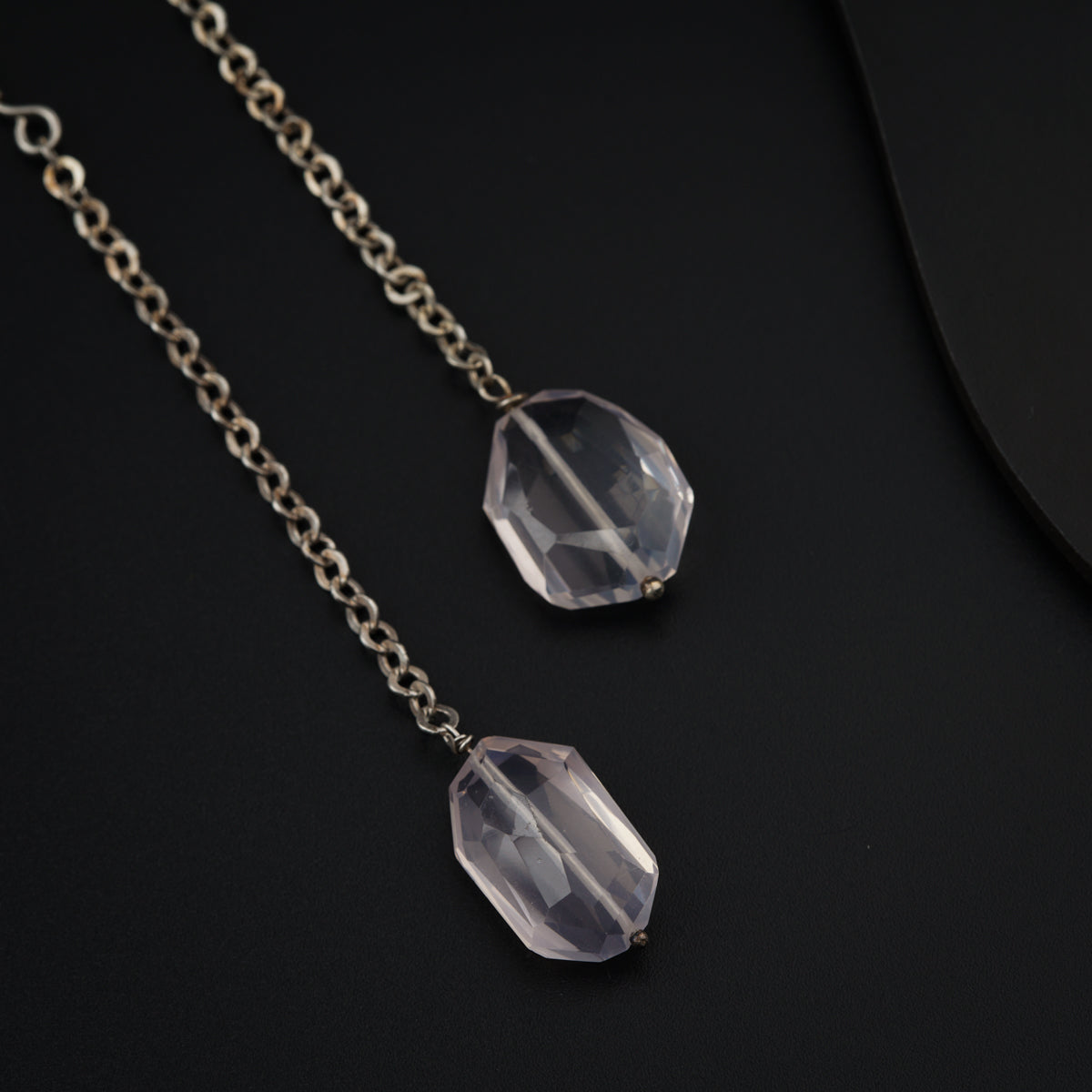 Silver Earring Rose Quartz : Hook Style